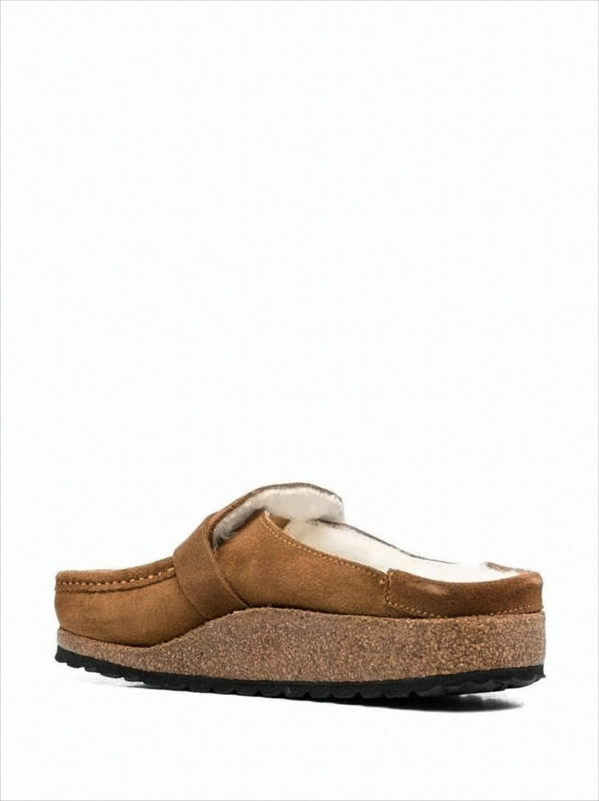 Brown Suede Mule with Silver Buckle