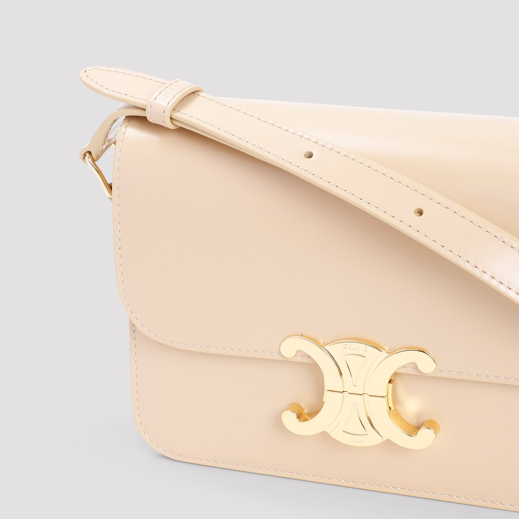 Beige Calf Leather Shoulder Bag