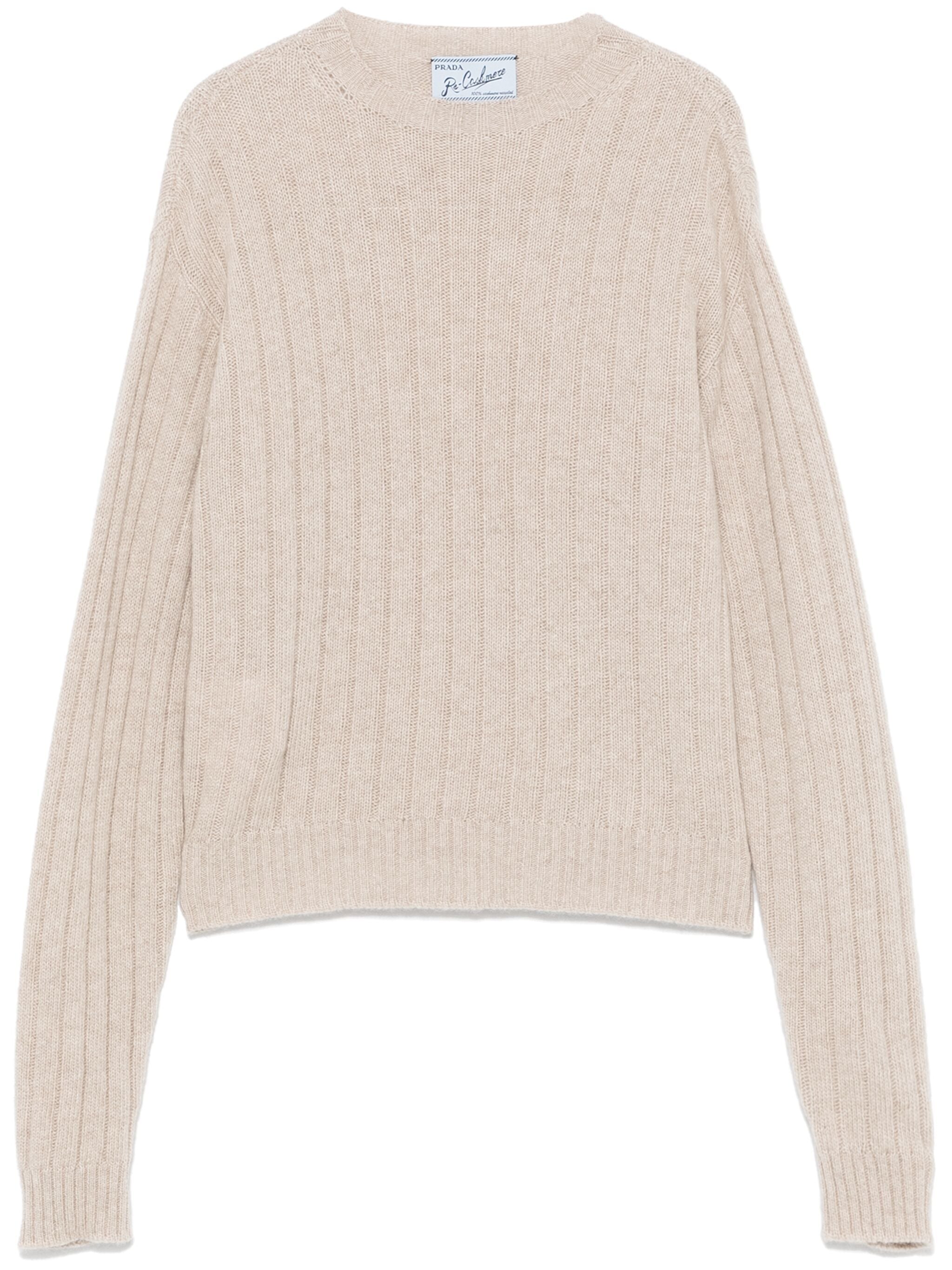 Regenerated Cashmere Cropped Ribbed Sweater