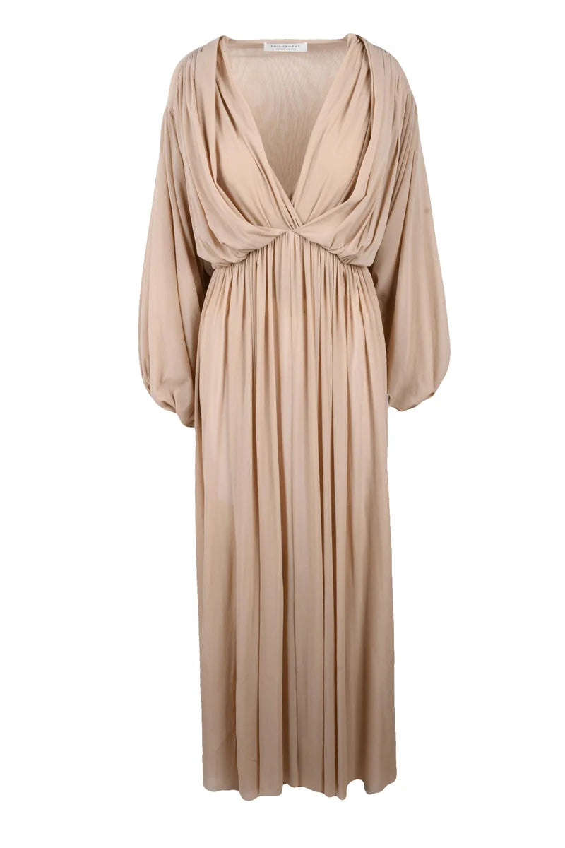 Stretch Tulle Dress - Beige