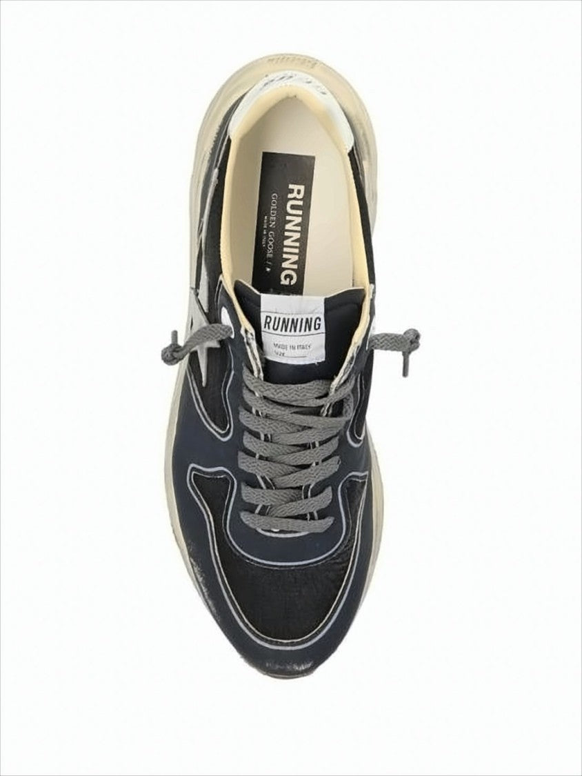 Nappa Leather Sneakers with Distressed Beige Sole and Star Detail