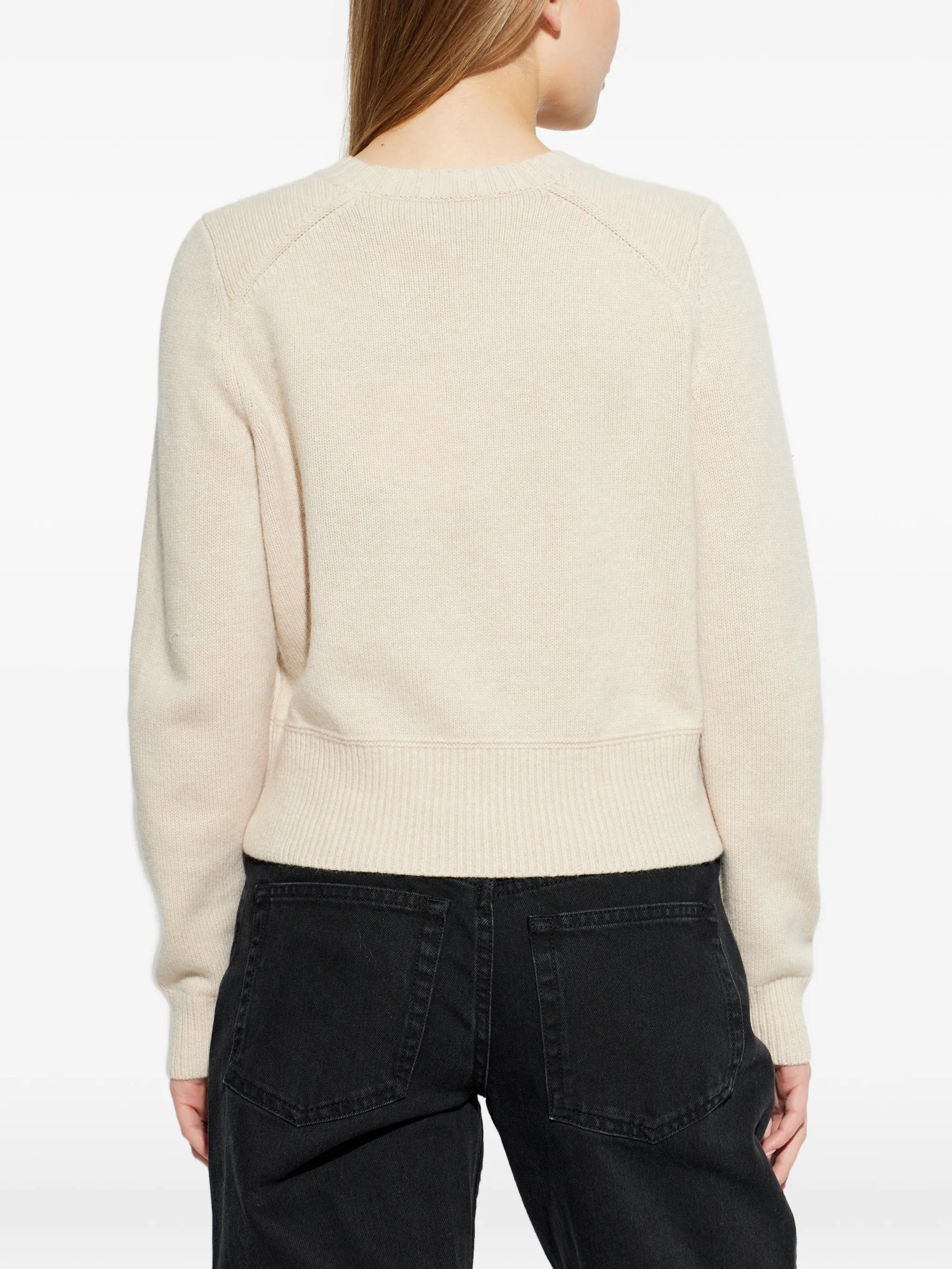 Neutral Cornelia Cropped Wool Pullover