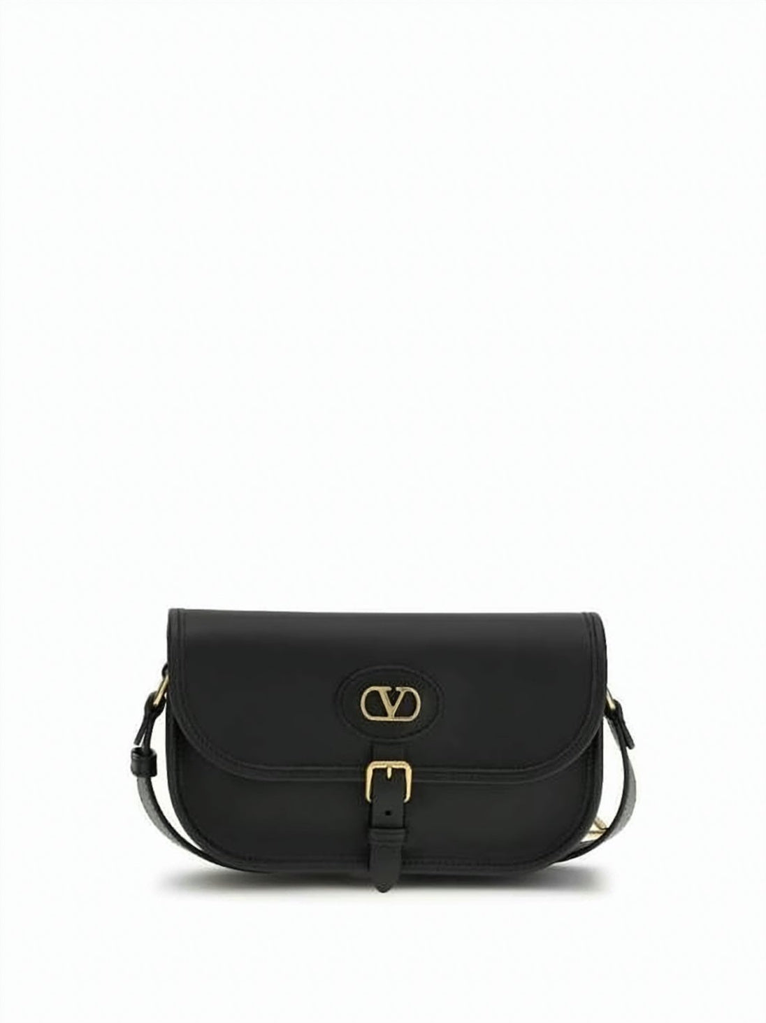 Structured Black Calf Leather Shoulder Bag with Gold-tone Accents