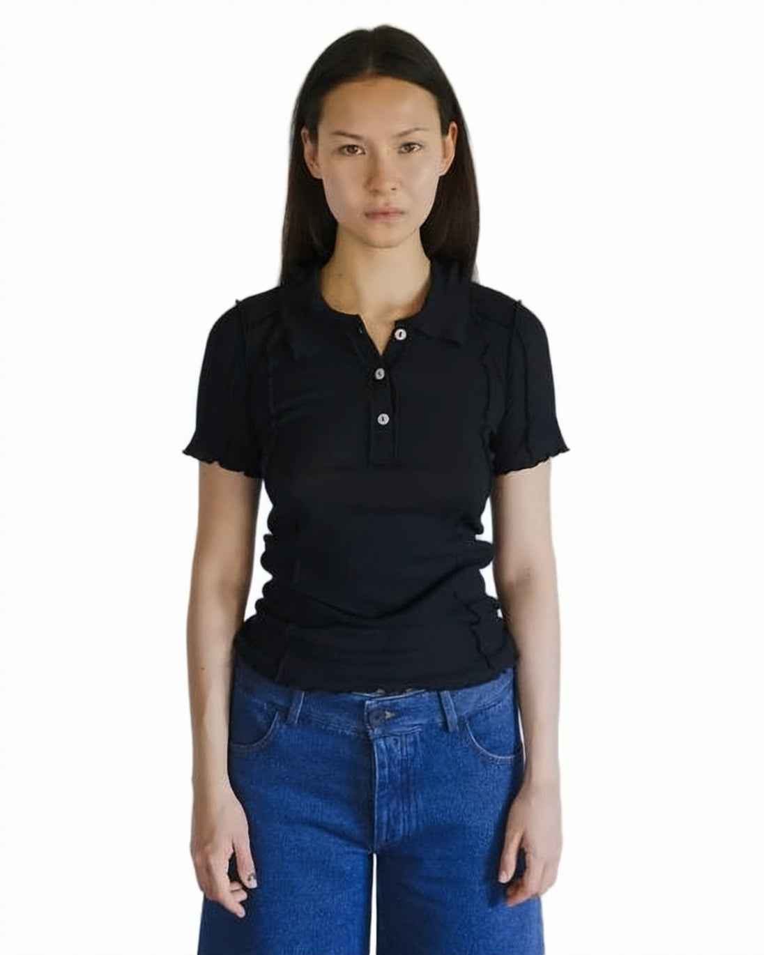 White Fitted Organic Cotton Seam Polo
