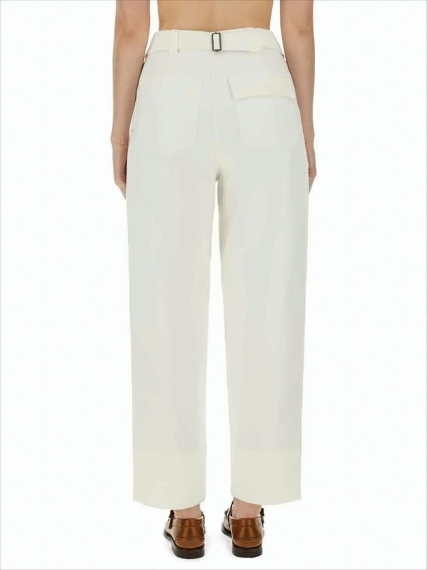 High-Waist Straight-Leg Pants with Cuffed Hem