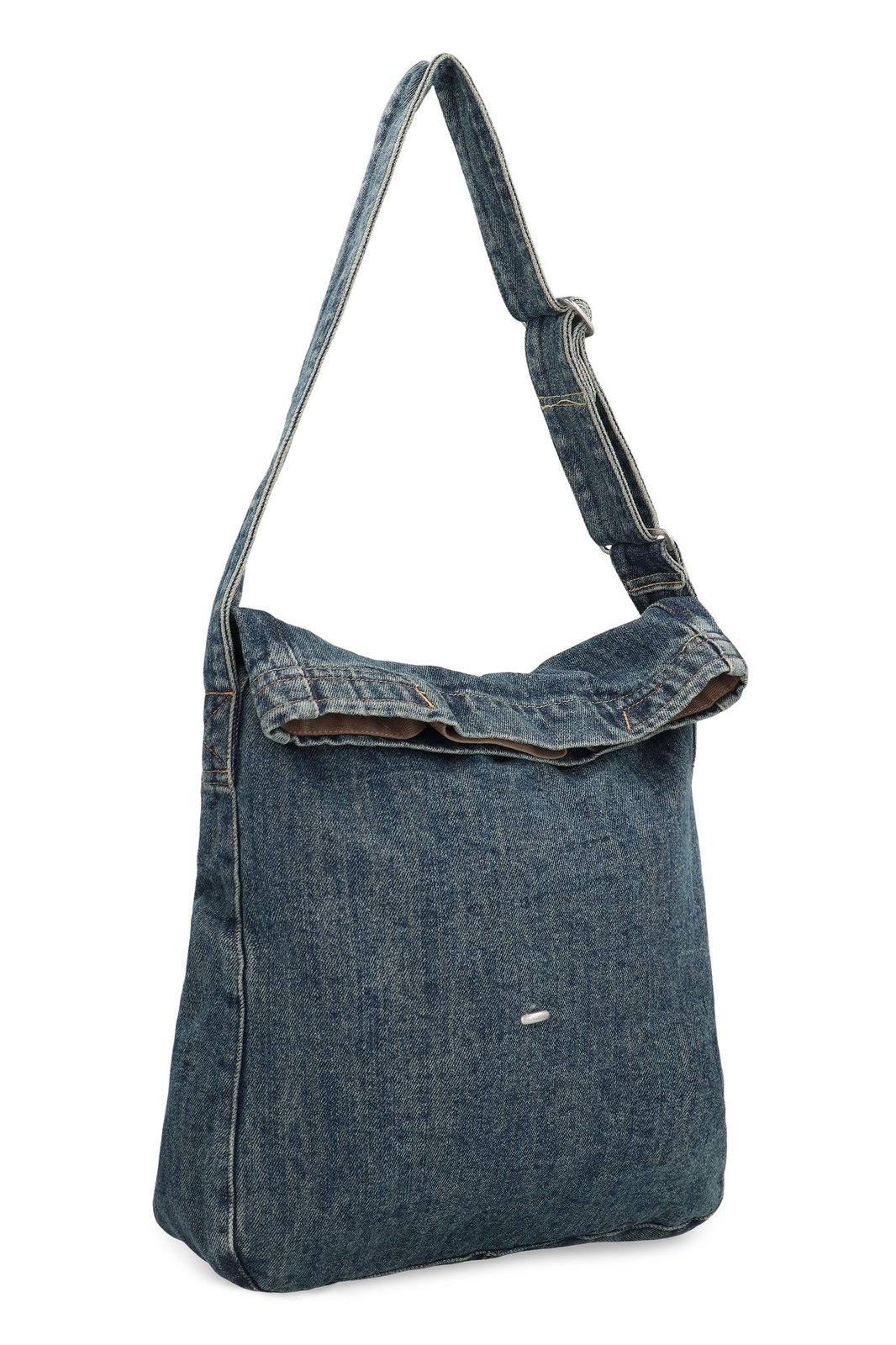 Textured Denim-Like Shoulder Bag