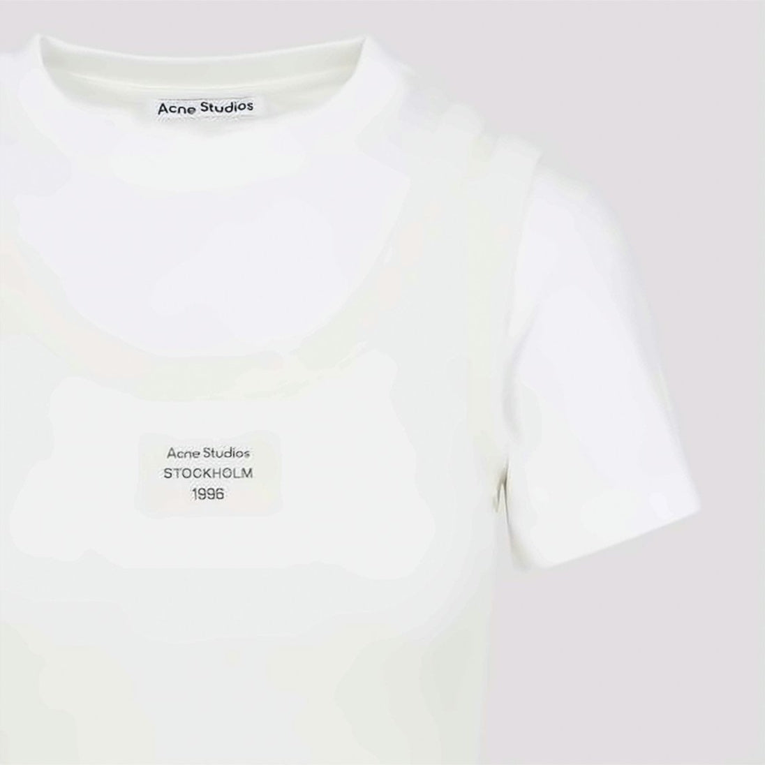 Layered White Cotton Tee with Cream Tank and Logo