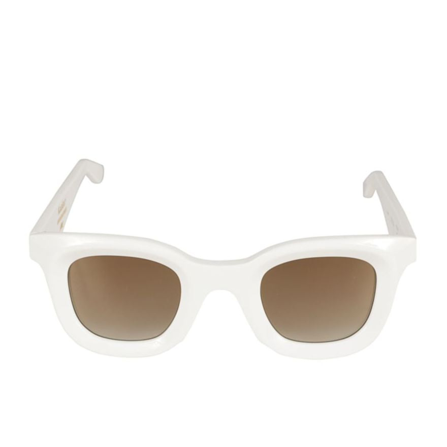 Joya Bold Chunky White Sunglasses with Gradient Brown Lenses