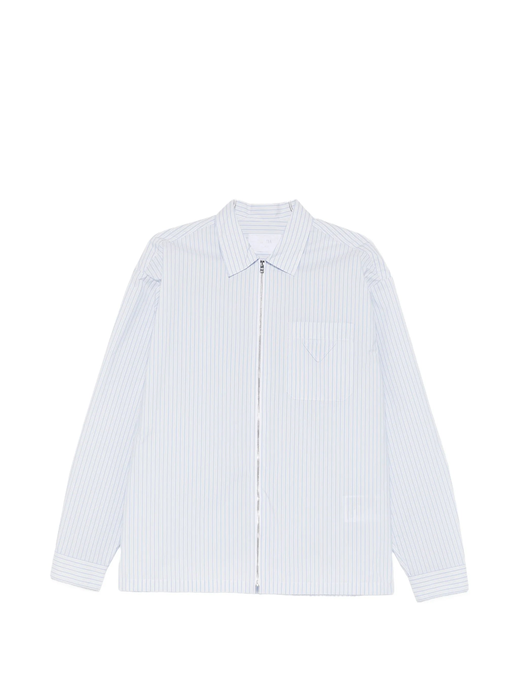 Zip-Up Vertical Stripe Shirt