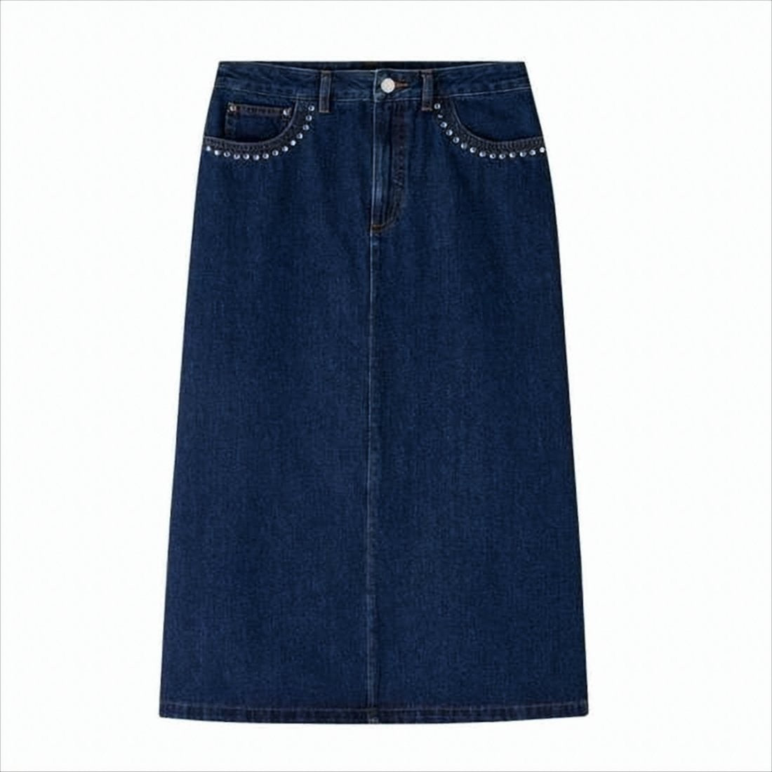 Midi Denim Skirt with Straight Silhouette