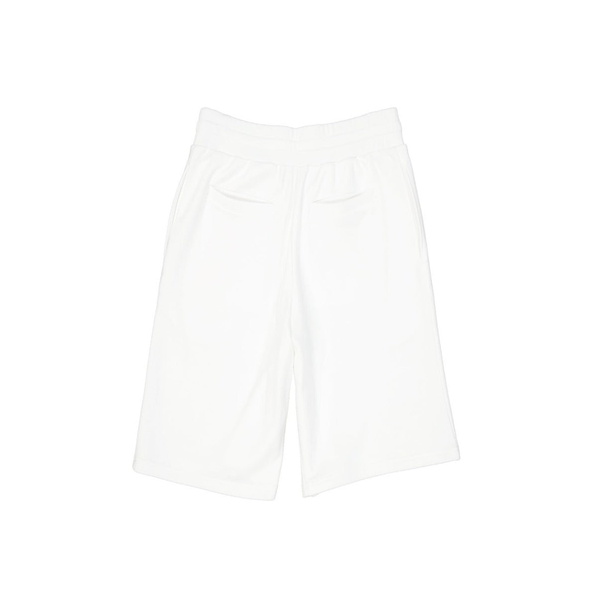 White Cotton Logo Shorts With Adjustable Waistband