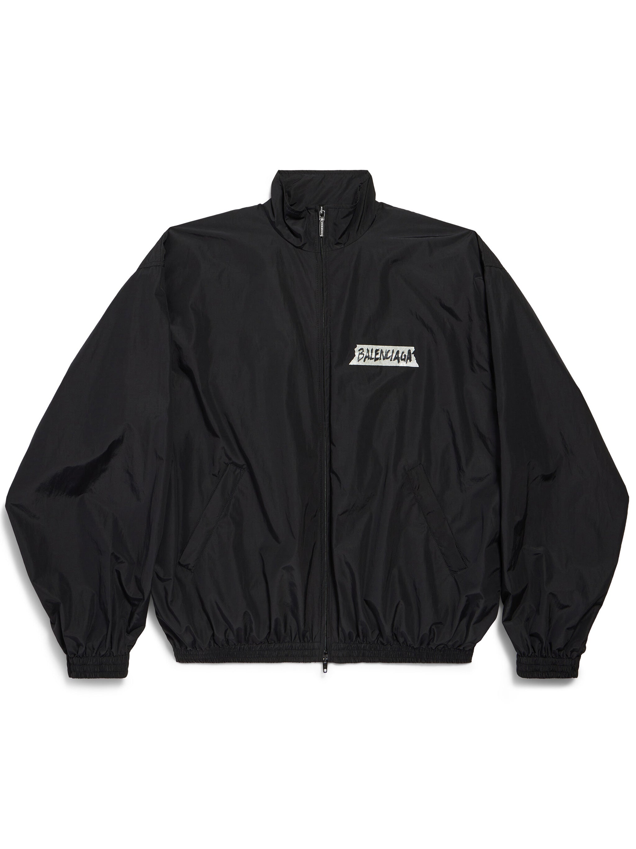 Black Medium Fit Graphic Tracksuit Jacket
