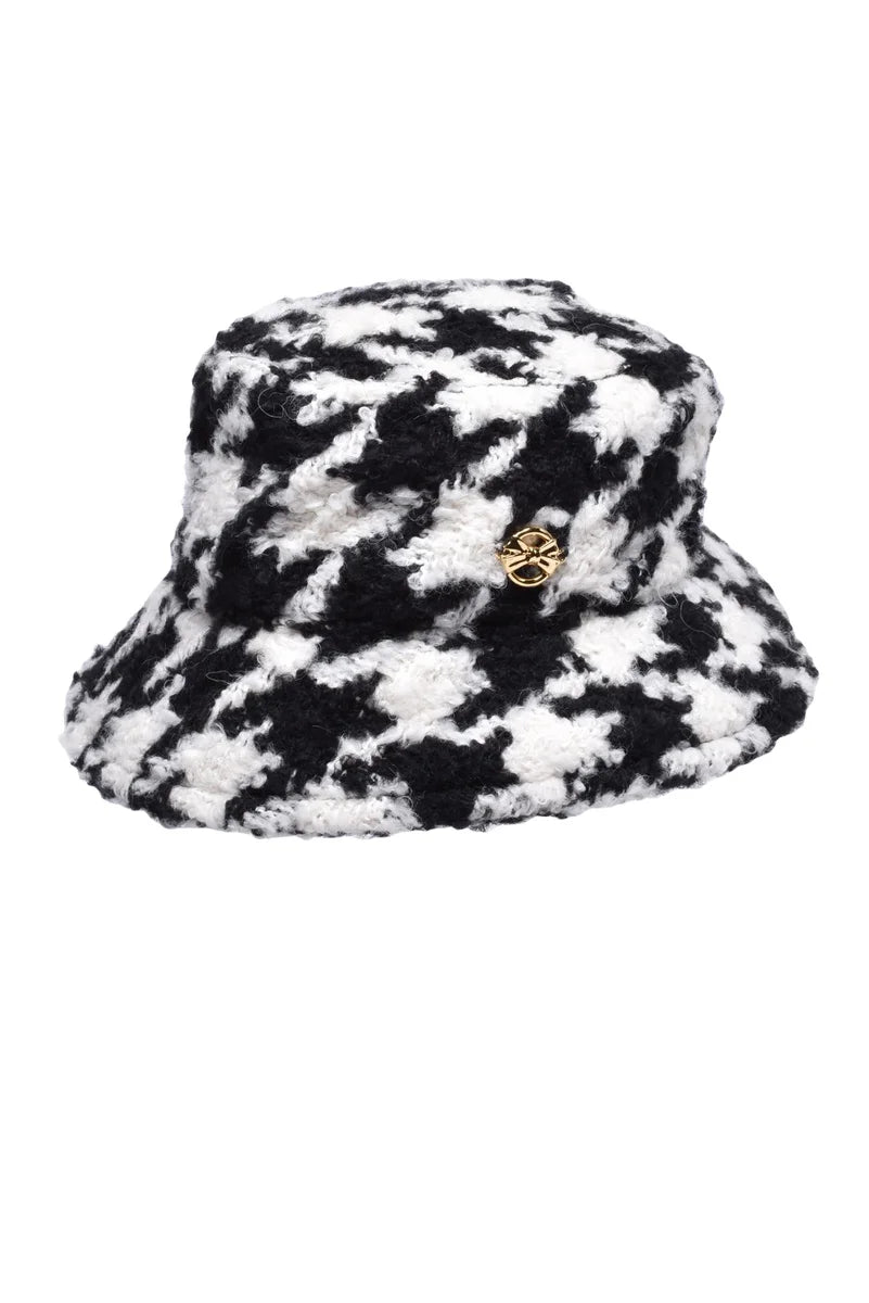 Wool Mixed Fibers Hat - Black/White