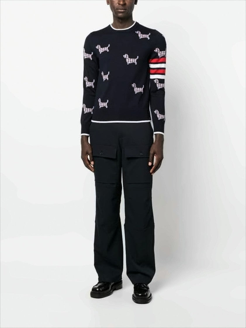 Playful Wool Blend Sweater with Dog Motifs