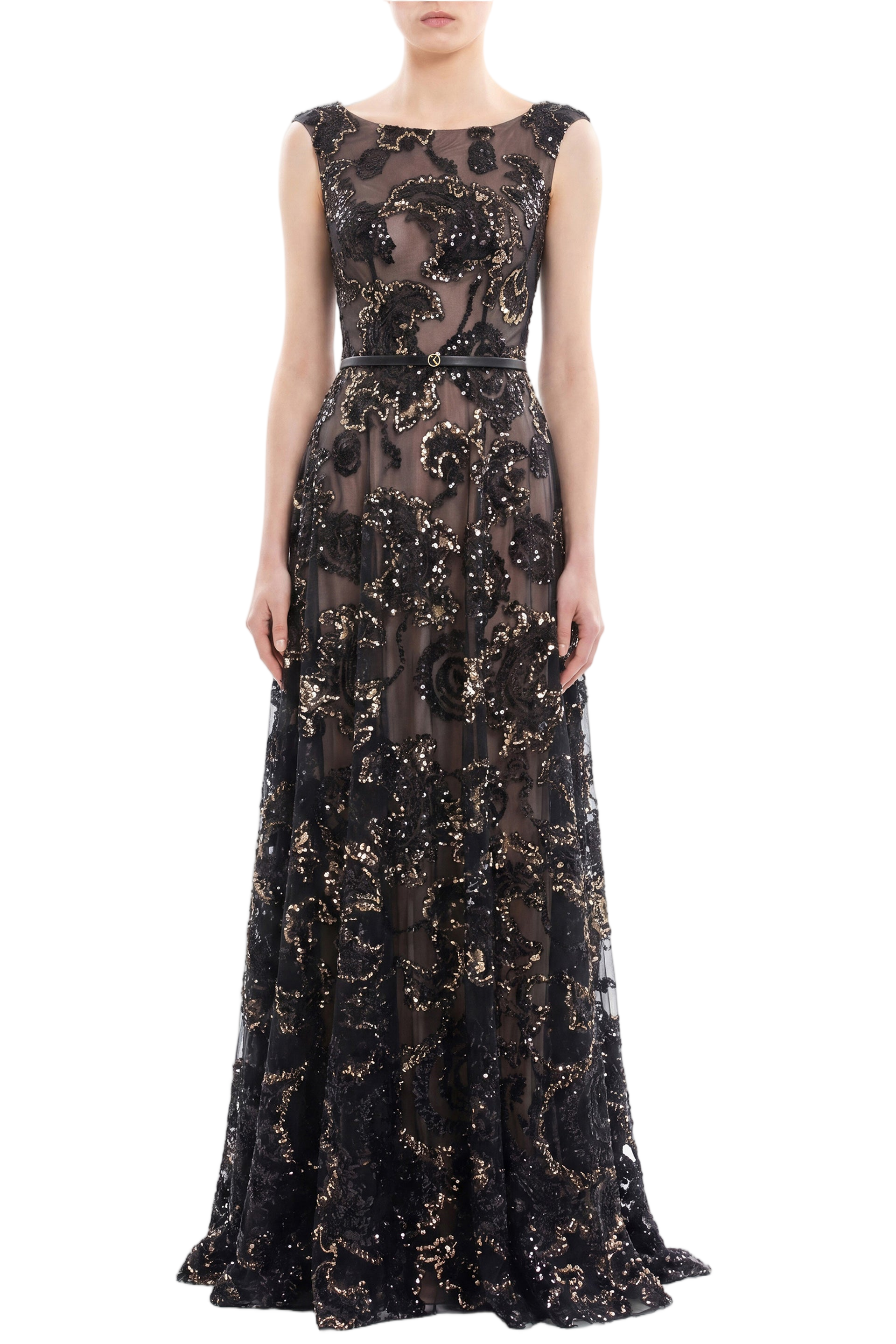 Embroidered Tulle Long Dress