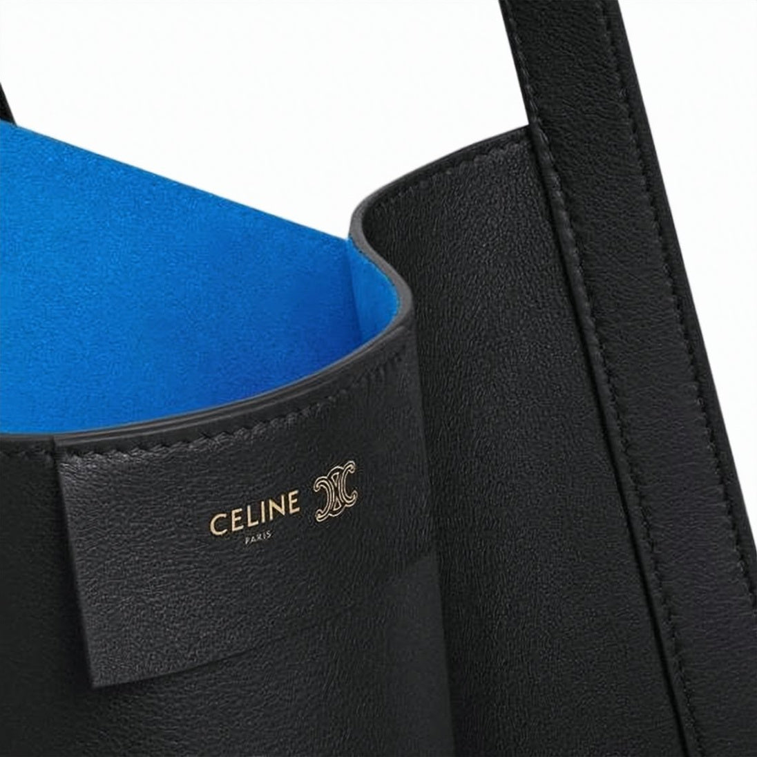 Black Calf Leather and Canvas Shoulder Bag