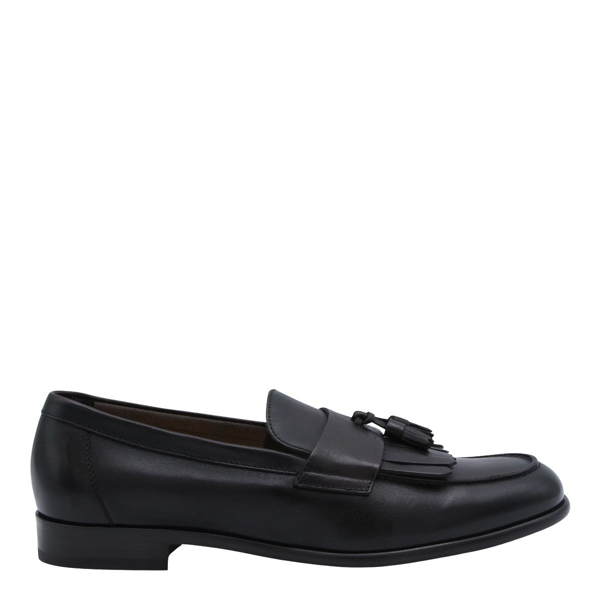 Polished Black Loafers with Rounded Toe