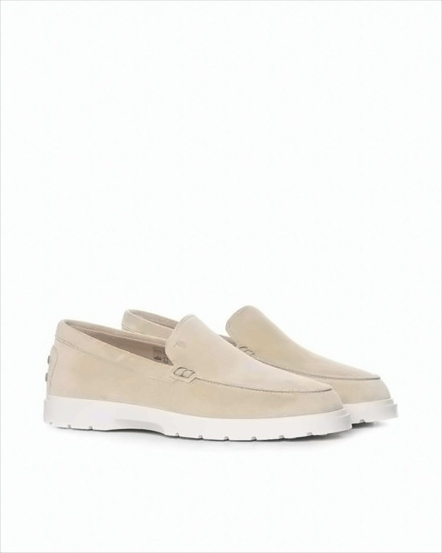Suede Loafers with Textured Rubber Sole