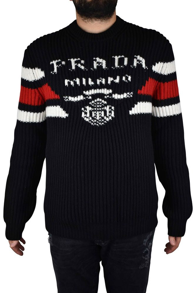 Black Cashmere Sweater With Horizontal Logo
