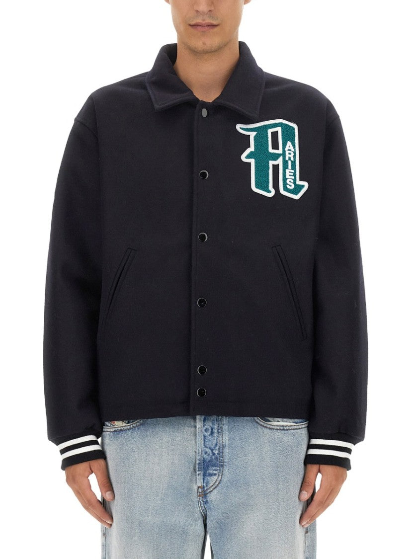 Embroidered Wool Varsity Jacket