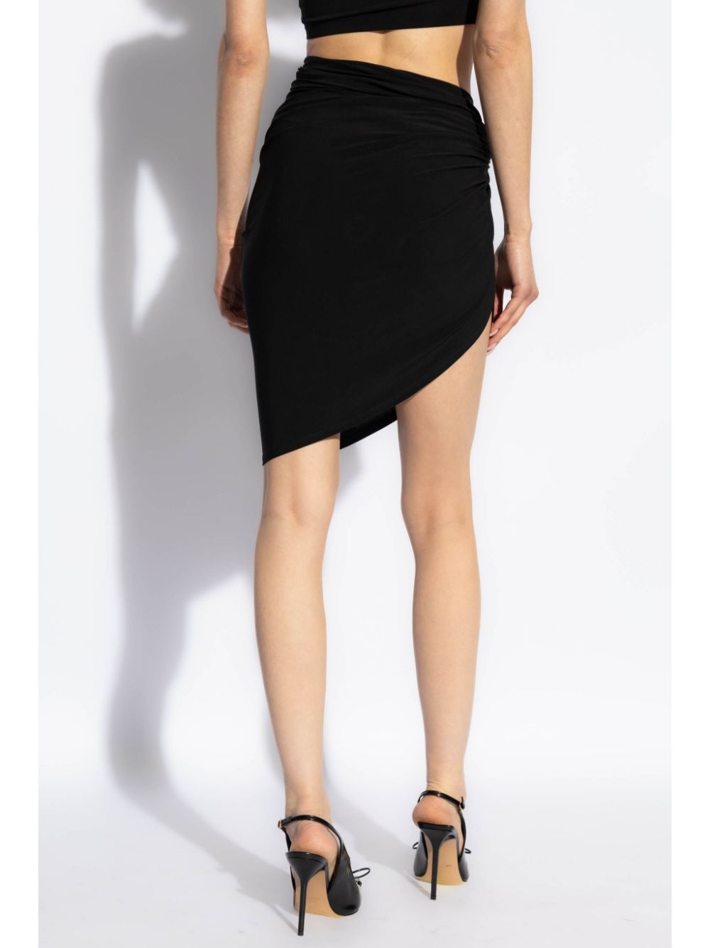 Asymmetric Draped Black Skirt