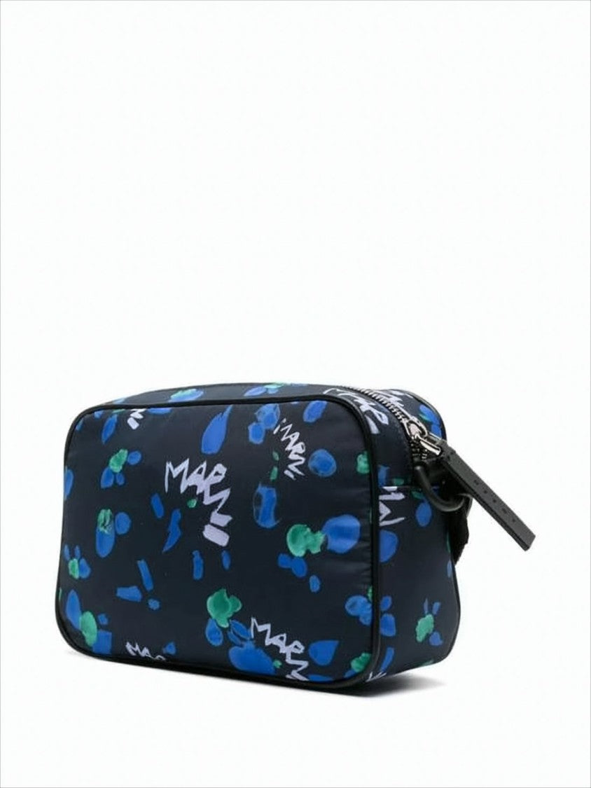 Rectangular Crossbody Bag with Floral Print and Leather Accents