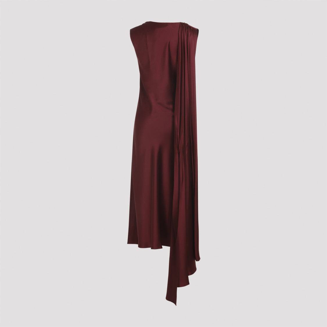 Asymmetrical Red Silk Midi Dress