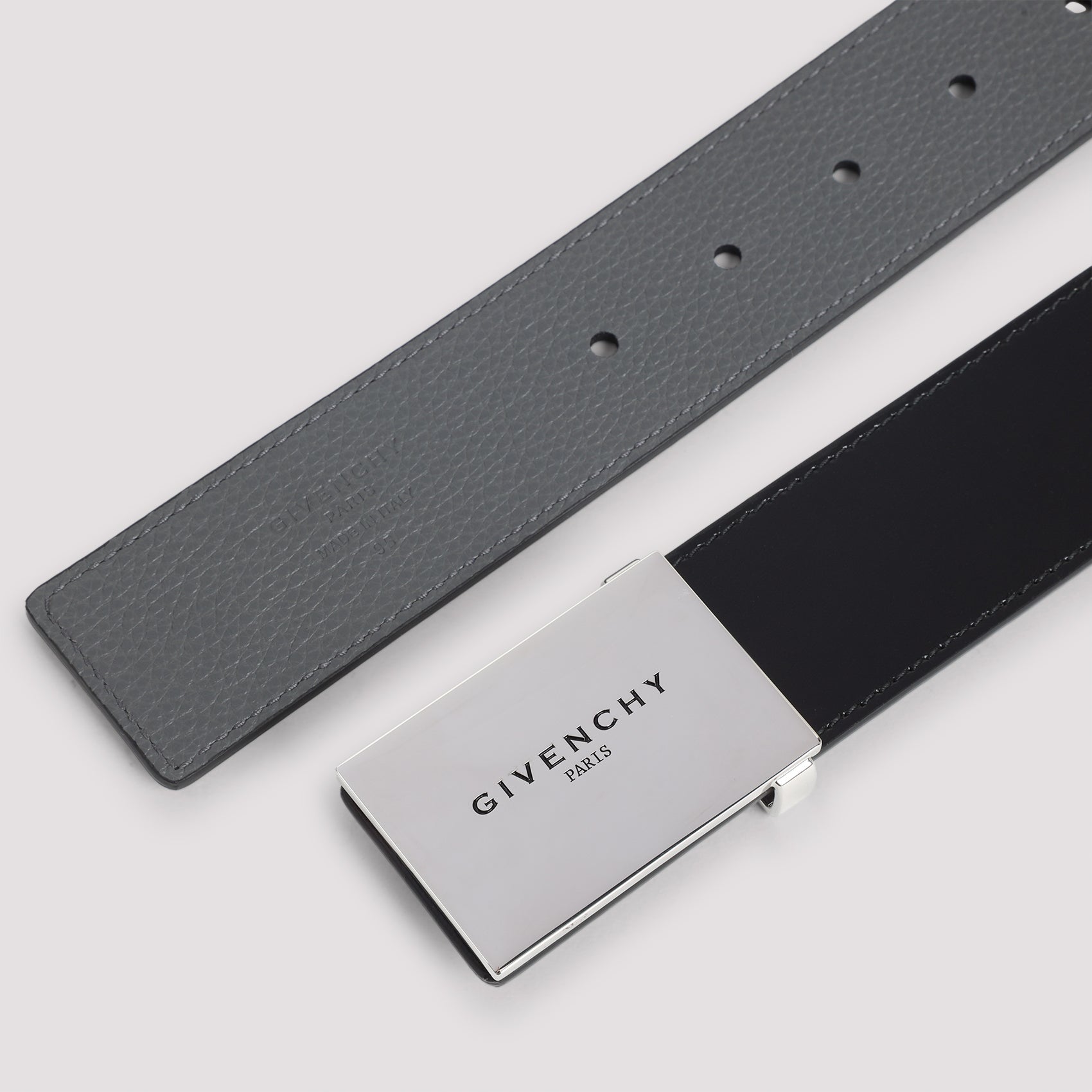 Smooth Calf Leather Belt with Polished Rectangular Buckle