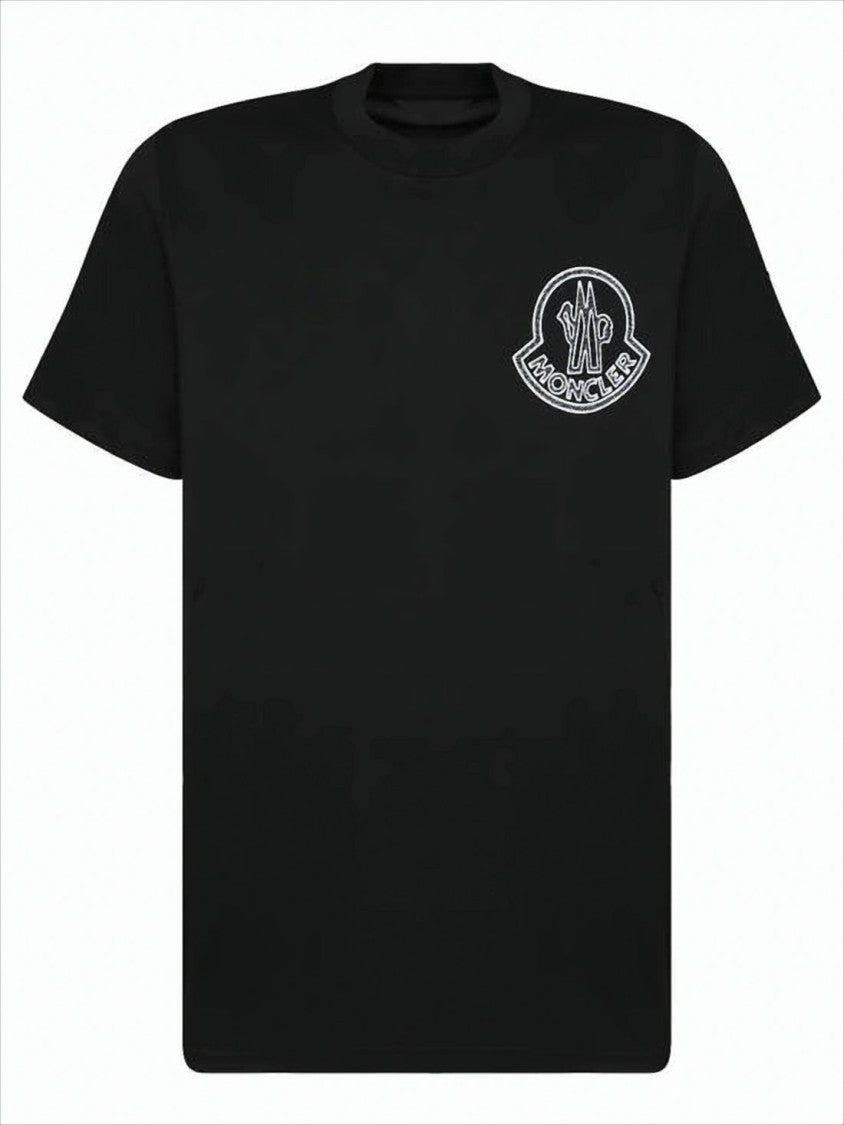 Short-Sleeve Black T-Shirt With Logo Emblem And Relaxed Fit