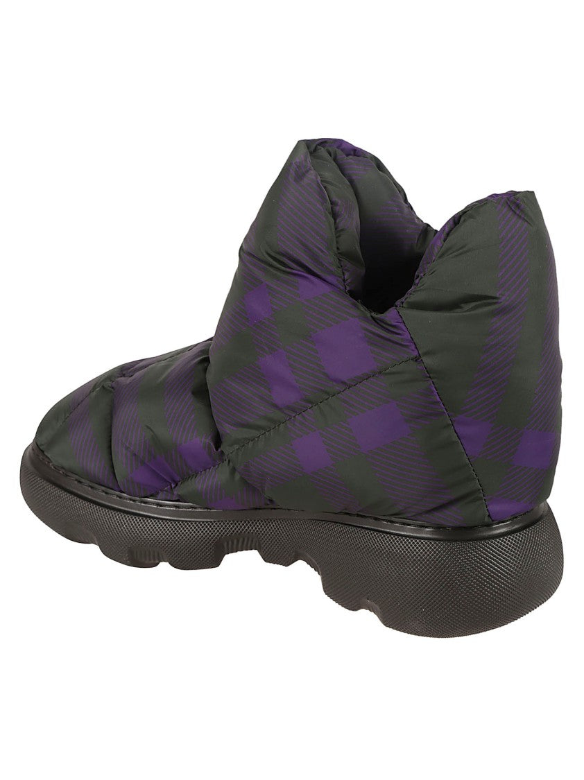 Puffy Checkered Boots With Rounded Silhouette