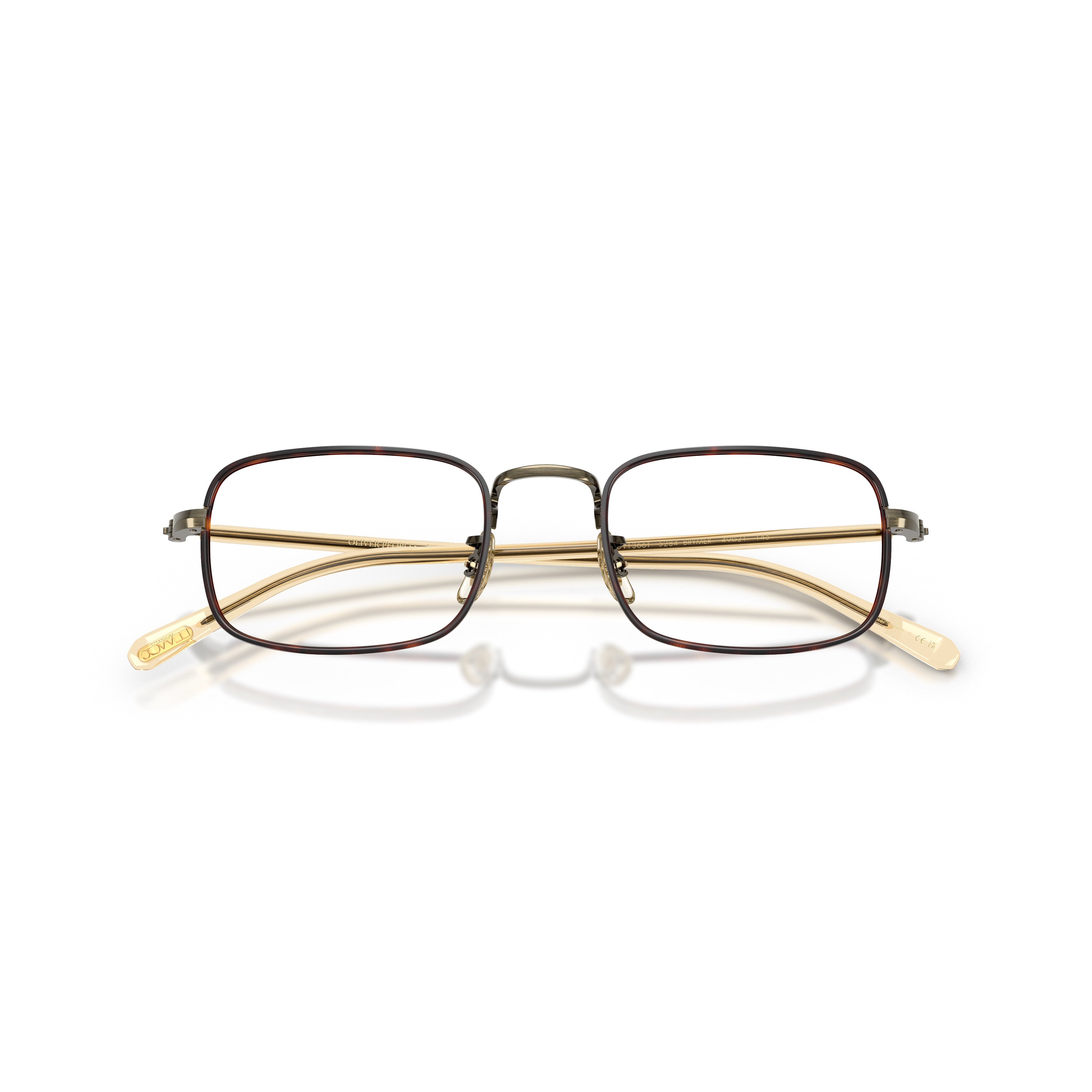 0ov1366t Rectangular Titanium Sunglasses with Gold-tone Temples