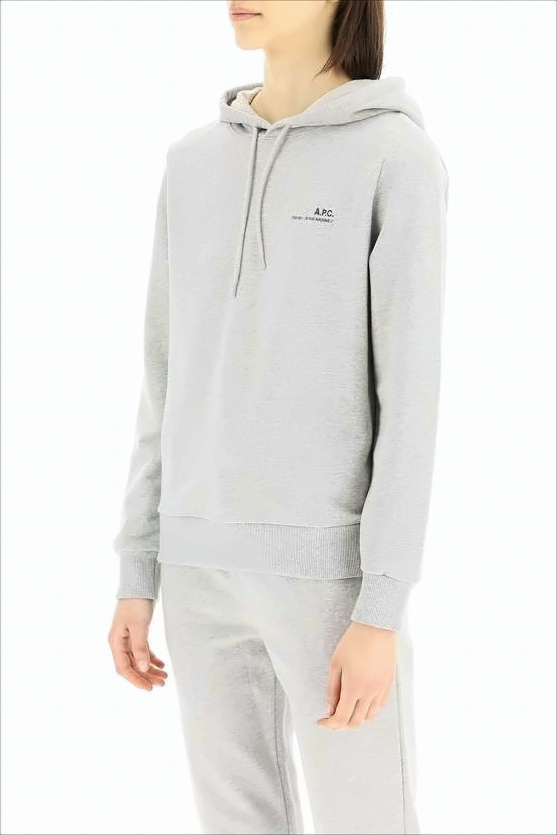 Light Grey Hooded Sweatshirt with Drawstring