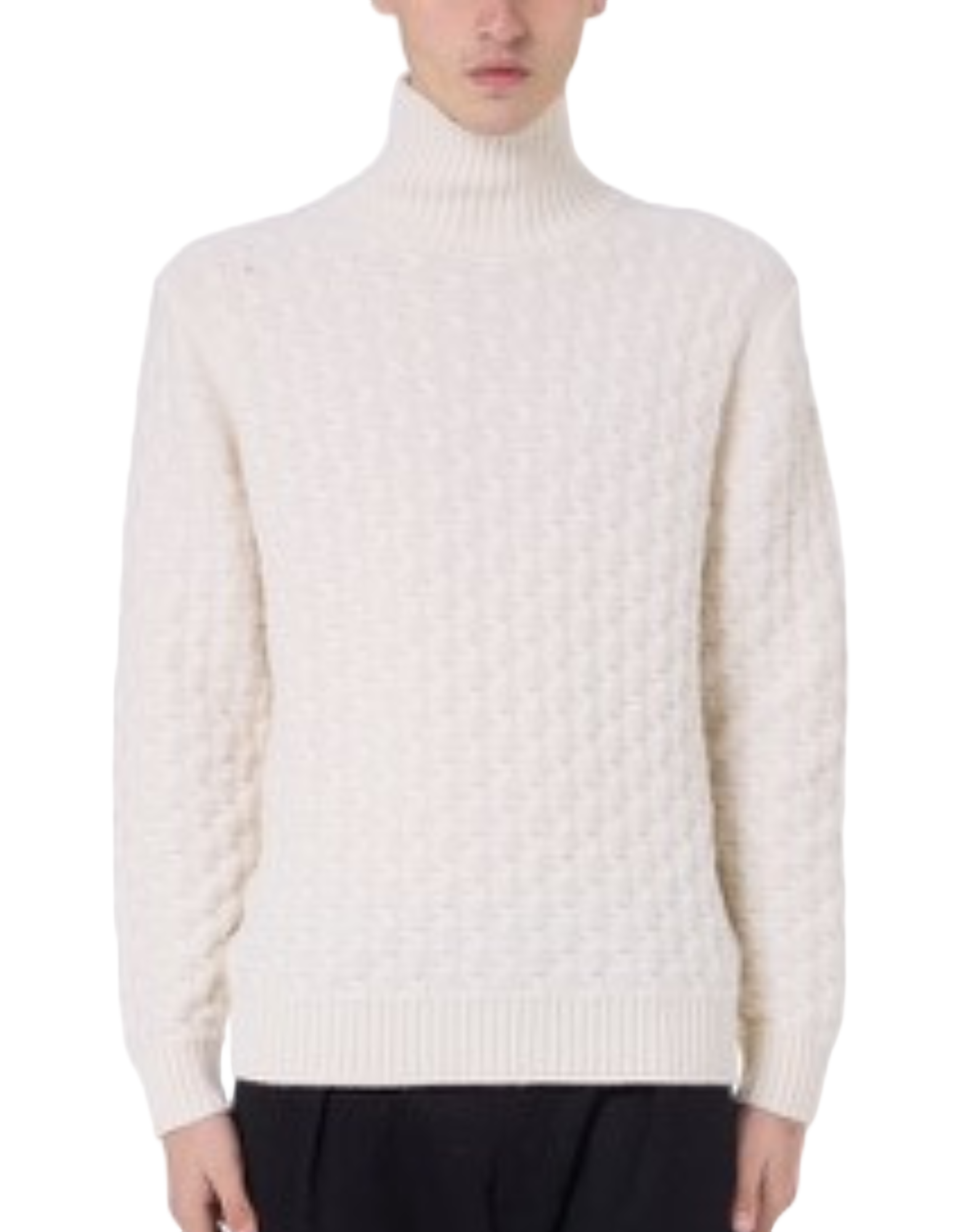 High-Neck Wool Sweater With Textured Knit