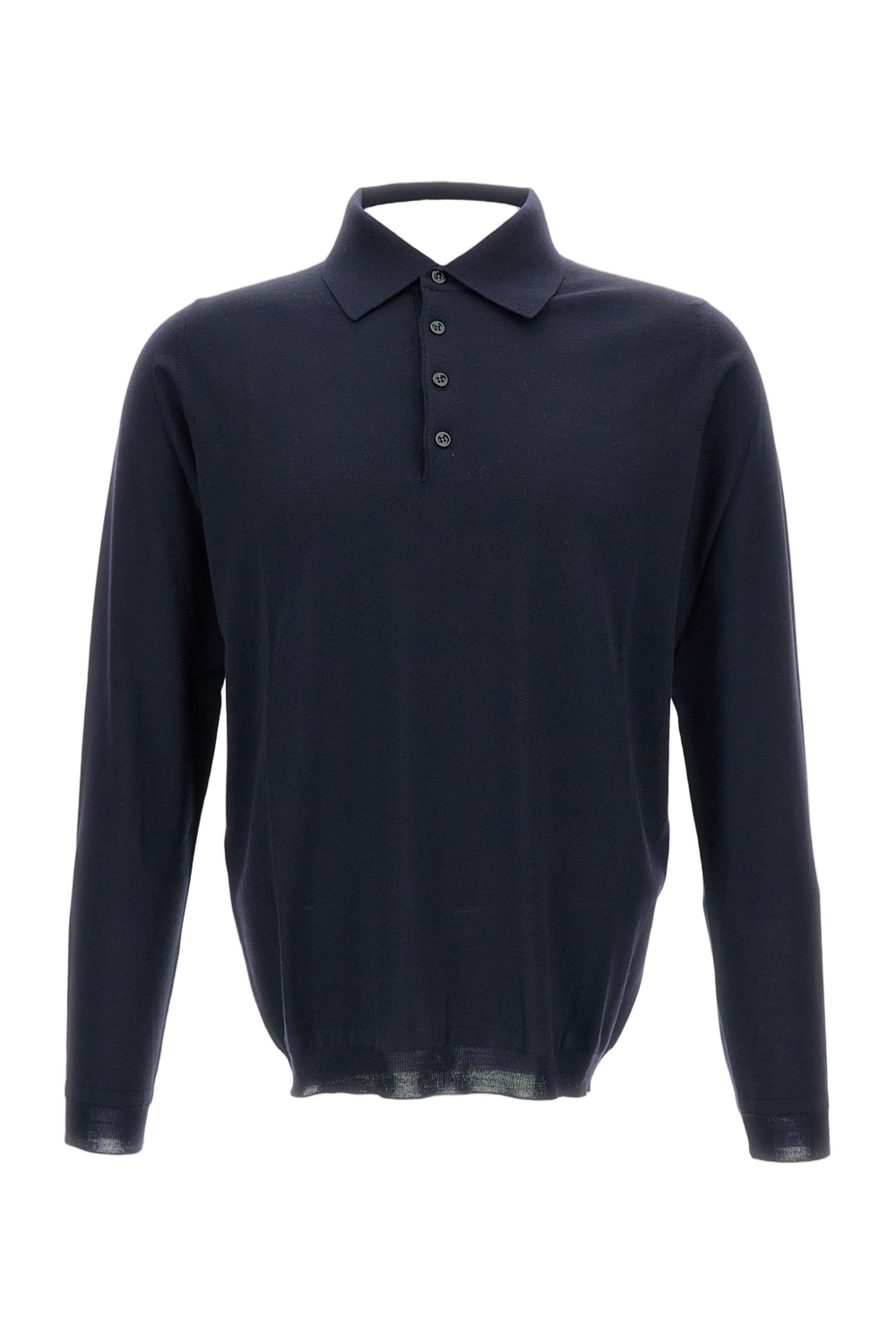 Embossed Logo High Neck Sweater In Blue Cotton Yarn
