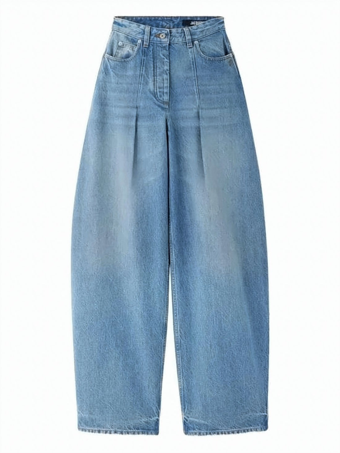 Wide-Leg Denim Trousers with Pleated Detailing