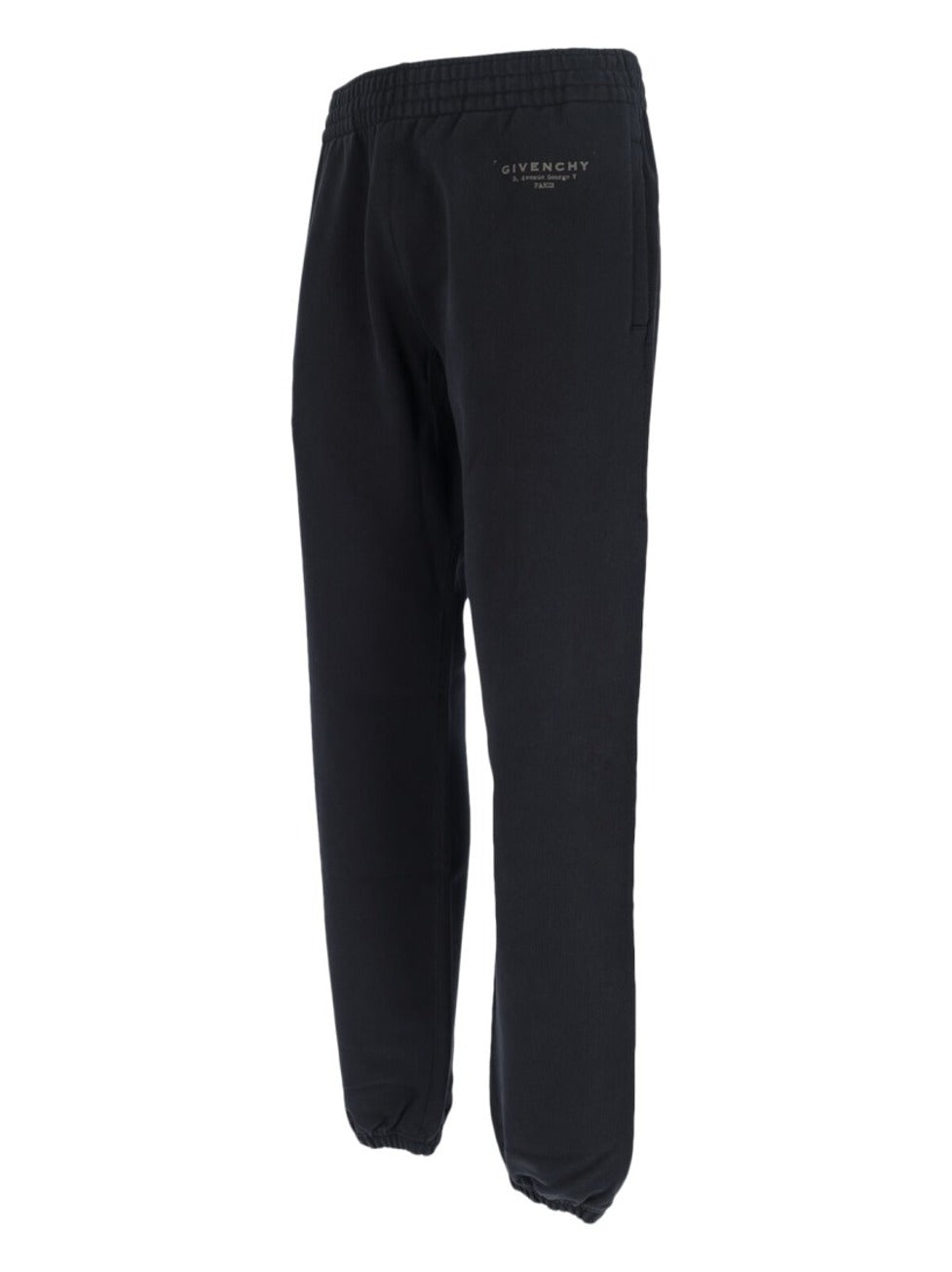 Logo Track Pants, In Black Cotton, Elasticated Mid-Rise