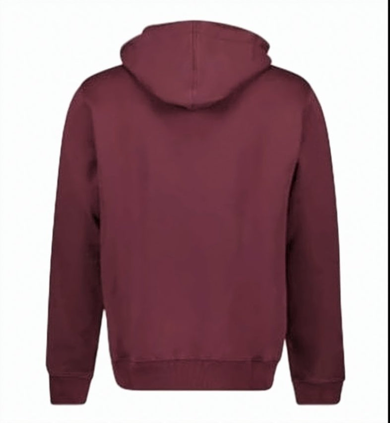 Deep Burgundy Cotton Hoodie With Kangaroo Pocket And Embroidered Logo