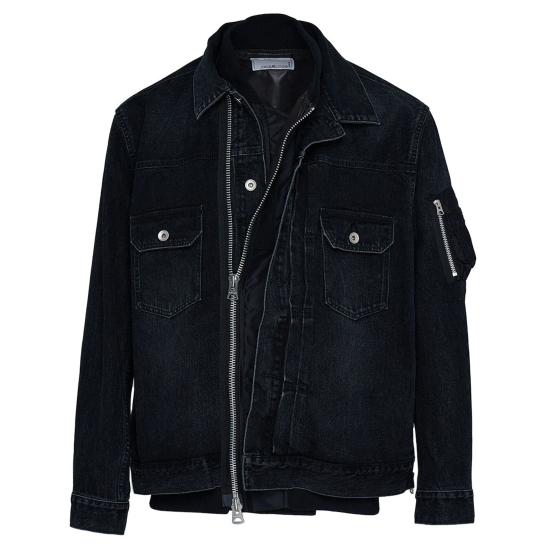 Classic Black Denim Jacket with Vintage Finish