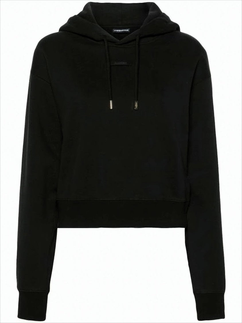 Krótka bluza z kapturem ze sznurkiem i minimalistycznym designem