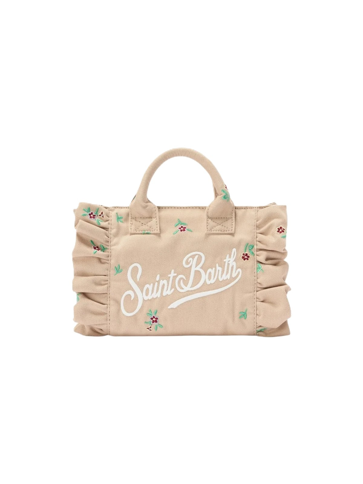 Rectangular Beige Handbag with Ruched Sides