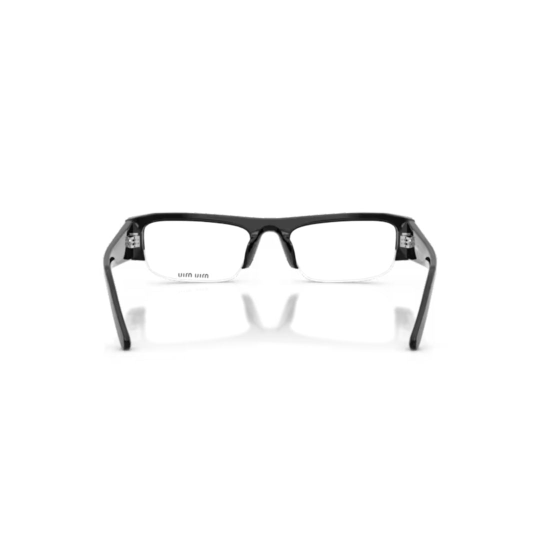 0mu B07s Semi-Rimless Black Acetate Eyeglasses