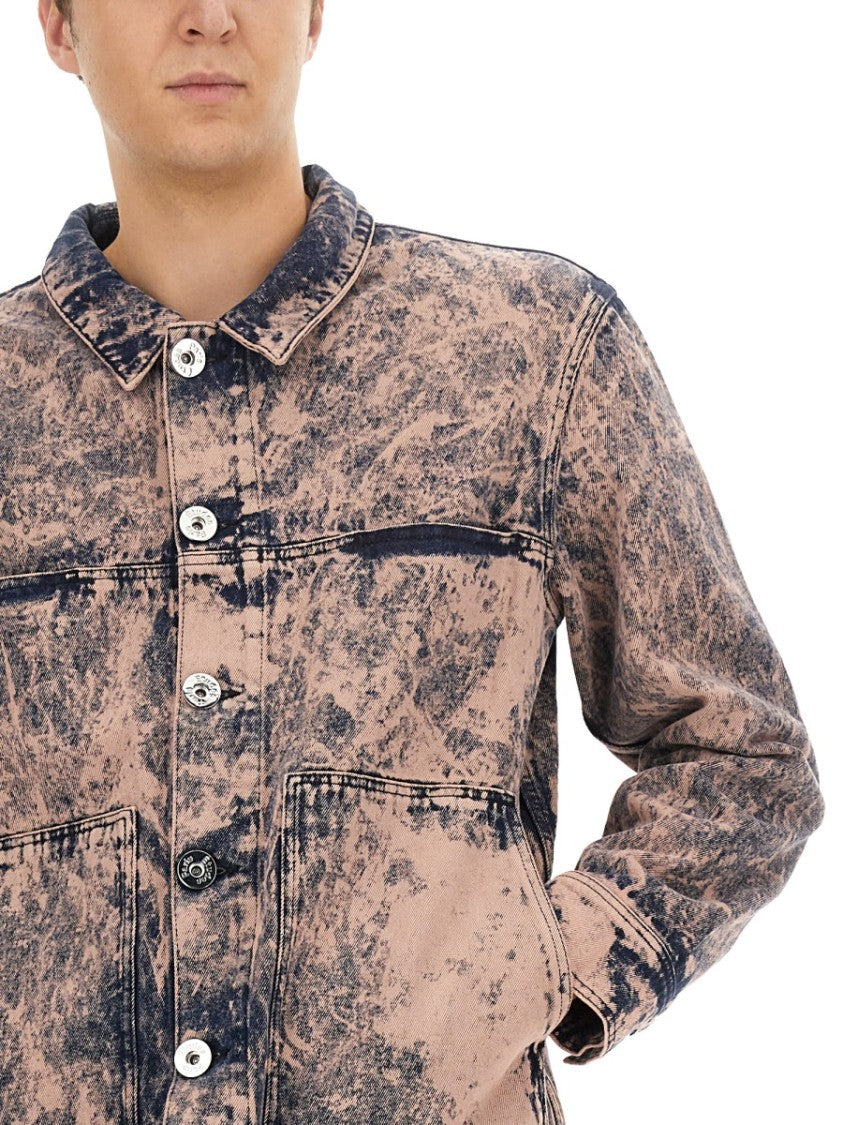 Distressed Denim Jacket With Classic Collar