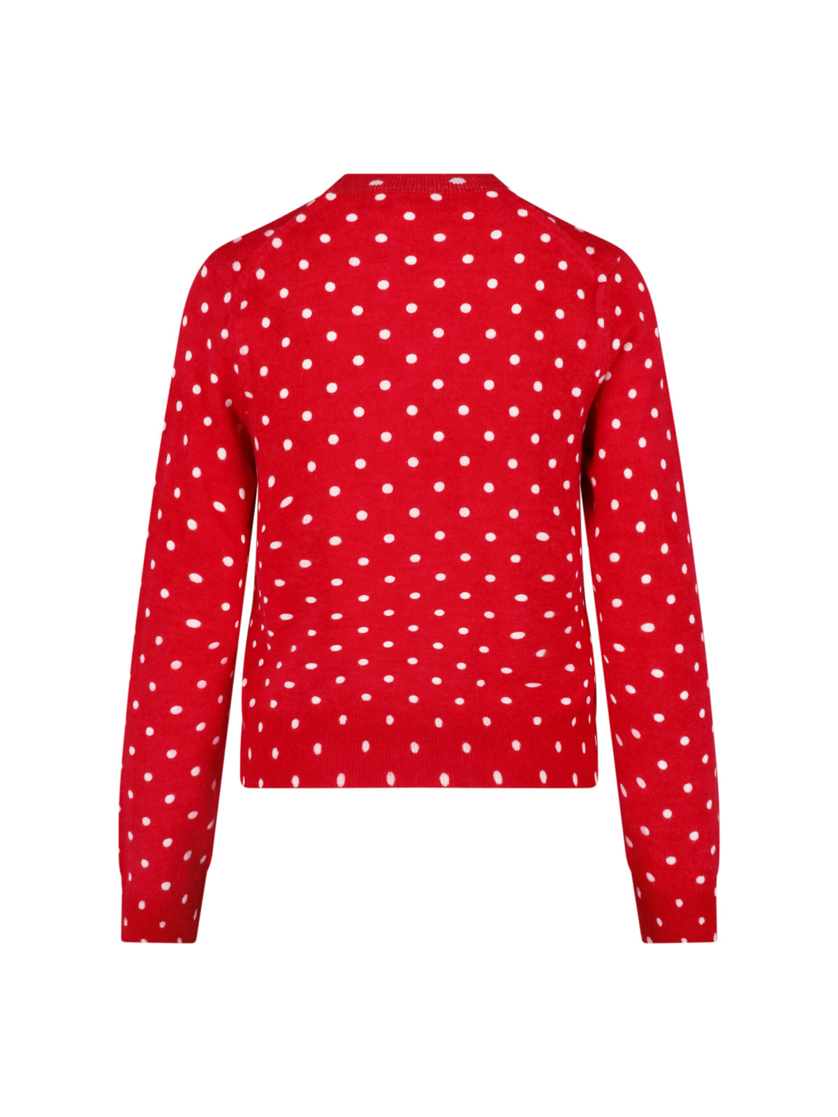 Red Polka Dot Button-Down Cropped Sweater