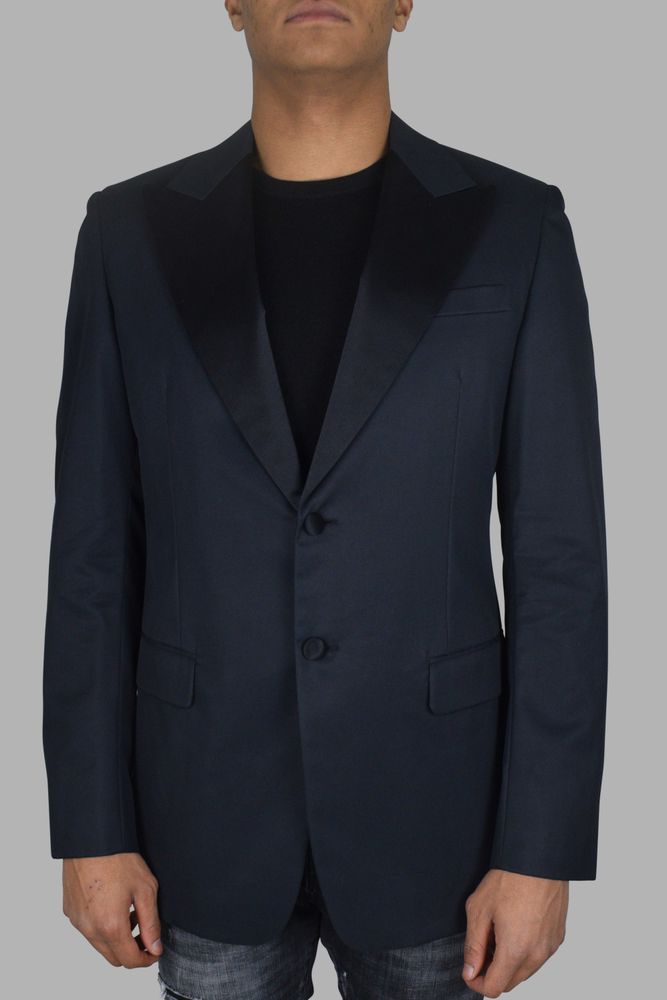 Tailored Dark Blue Cotton Suit Jacket