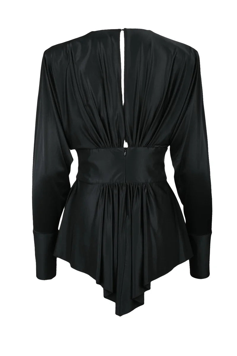 Asymmetric Lycra Dress - Black