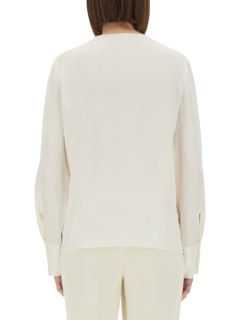 Silk Georgette Blouse With V-Neckline