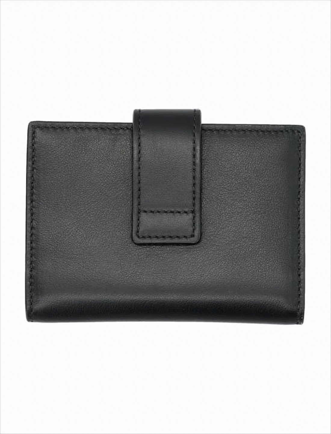 Rectangular Calf Leather Cardholder with Gold-tone Clasp