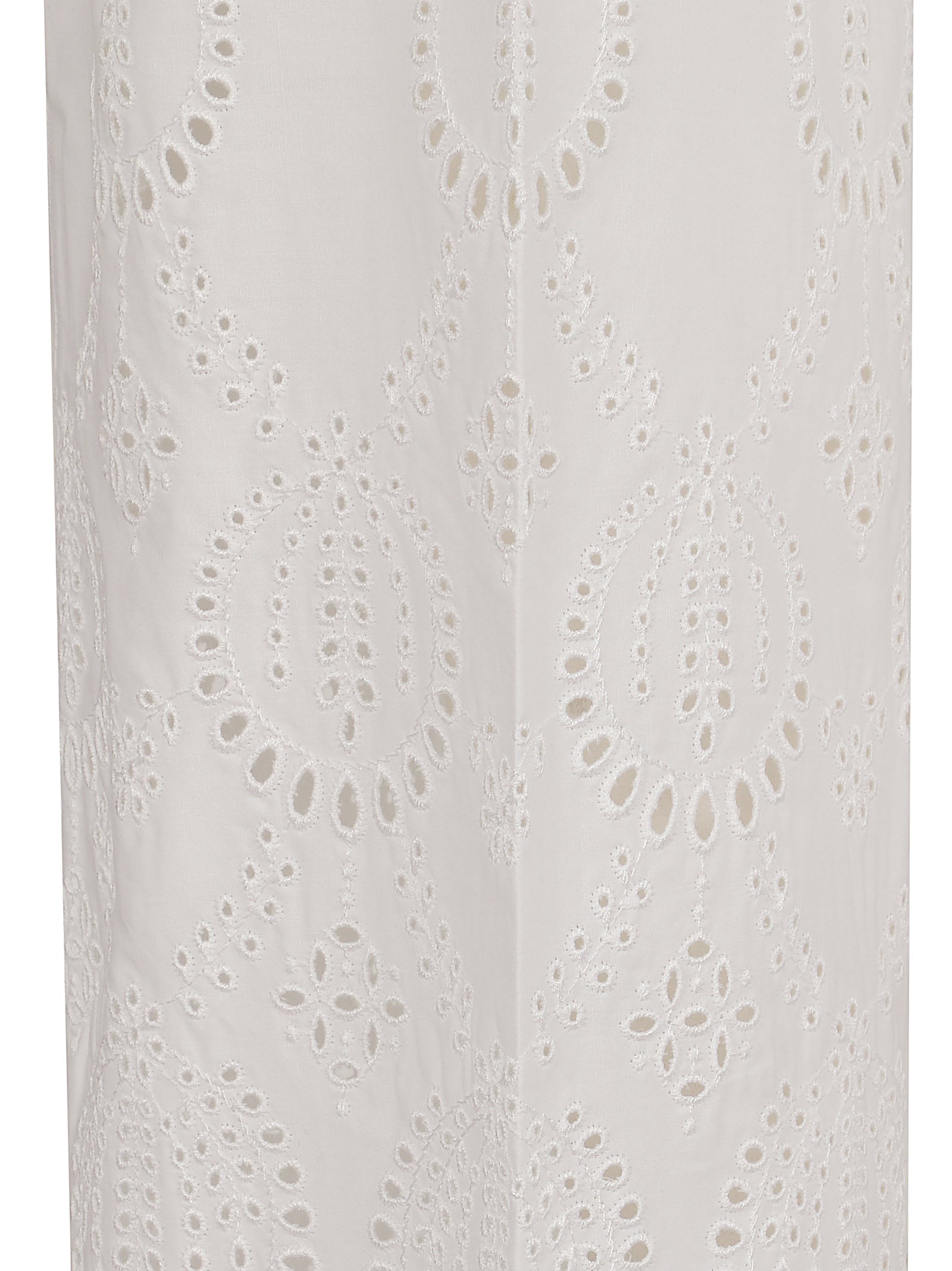 High-Waisted Wide-Leg Trousers with Eyelet Embroidery