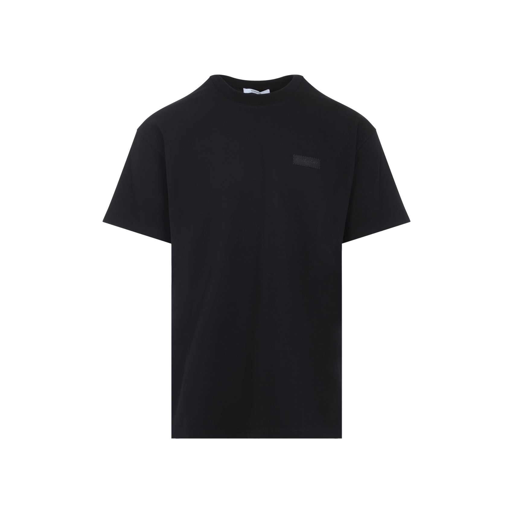 Classic Black Cotton T-Shirt With Subtle Patch Detail