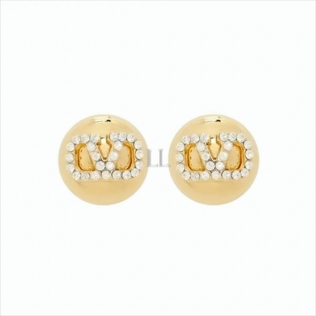 Oval Crystal-Embellished Earrings in Gold-tone Brass Finish